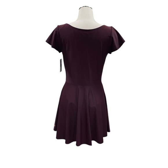Honeymark Maroon Dress NWT Built In Bra Pockets Swim Coverup Skater Style L - Picture 8 of 10